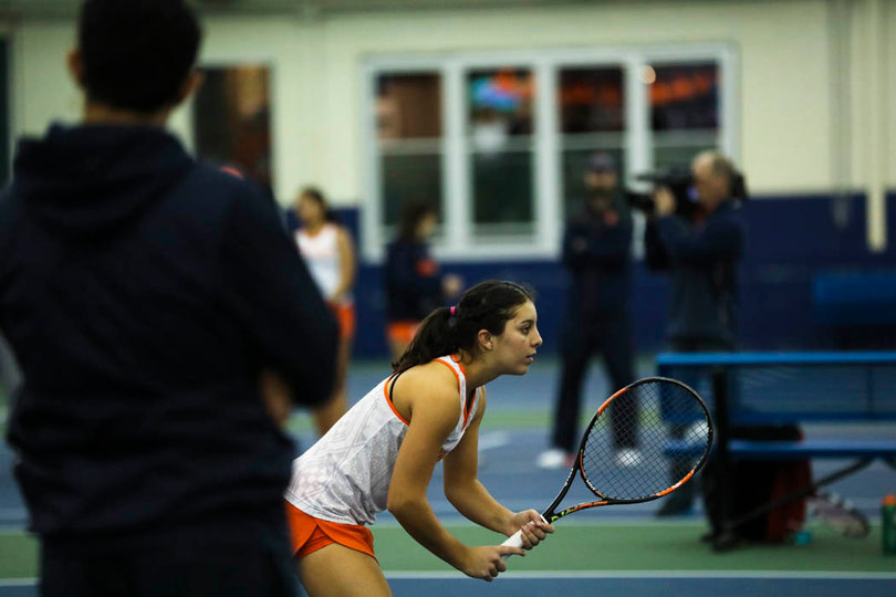 Ramierz preps for the serve. 