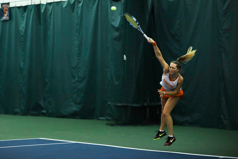 Knutson pounds the ball down. 