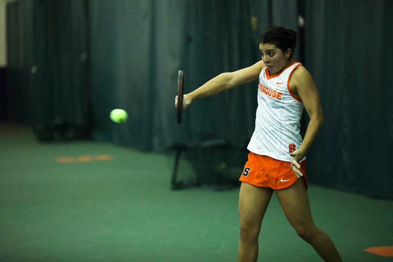 Ramirez returns a backhand. 