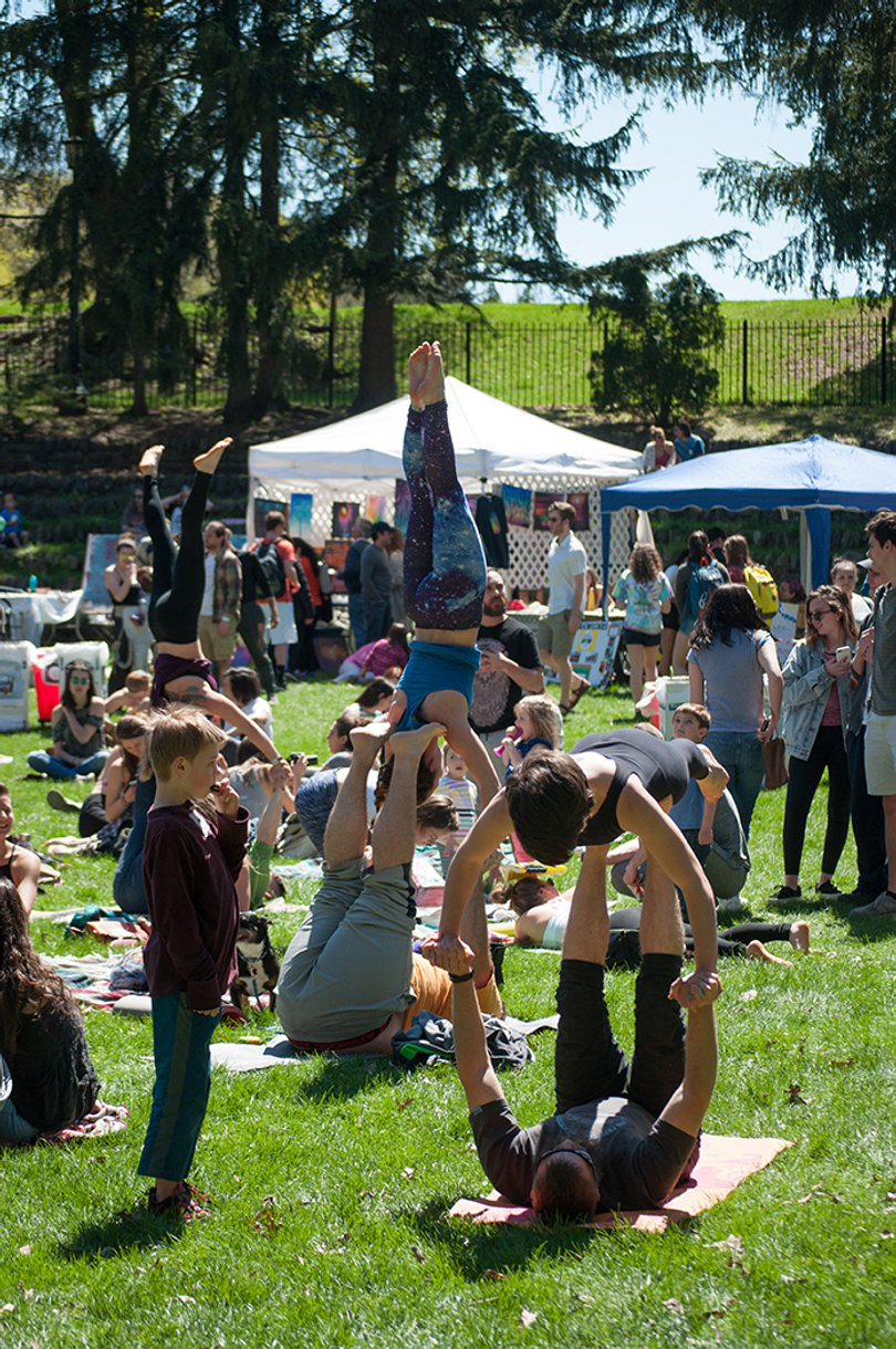 Yoga sessions were available prior to the start of Earthfest Sunday.
