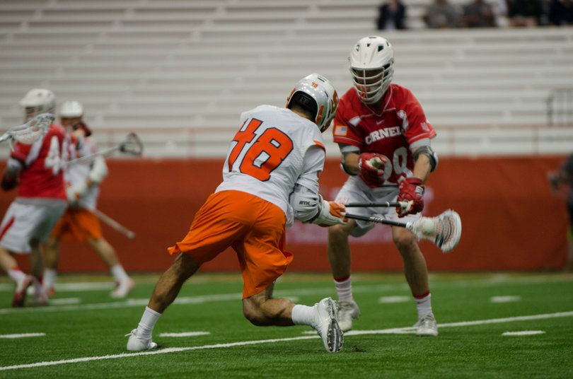 Sergio Salcido winds up to shot a laser beam from distance during a win over Cornell earlier this month. 