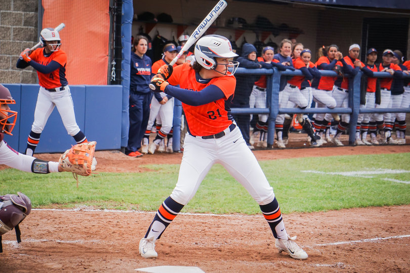 Caroline Baggeroer gets ready to swing. 