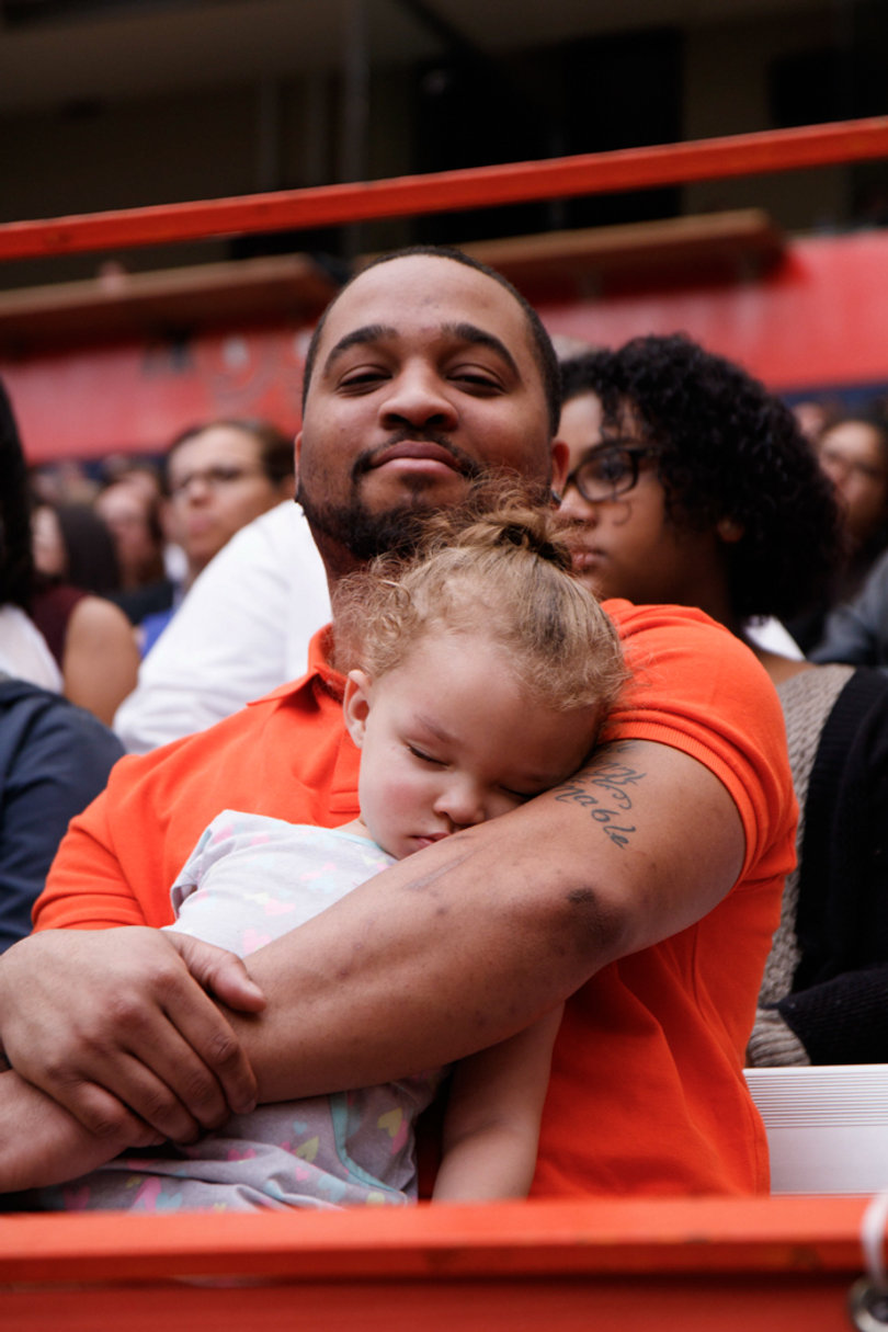 Family members and friends watched the commencement ceremony from the Carrier Dome stands. 