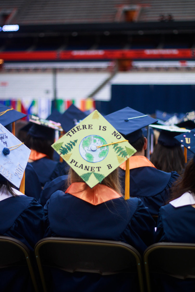 An environmental-themed cap with the words, "there is no planet B." 