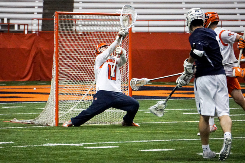 Redshirt senior goalie Evan Molloy saved 15 Yale shots in a monster game for himself. 
