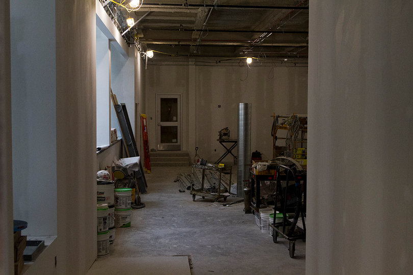A peek inside the construction work being done on Falk College's White Hall. Photo taken July 5, 2017