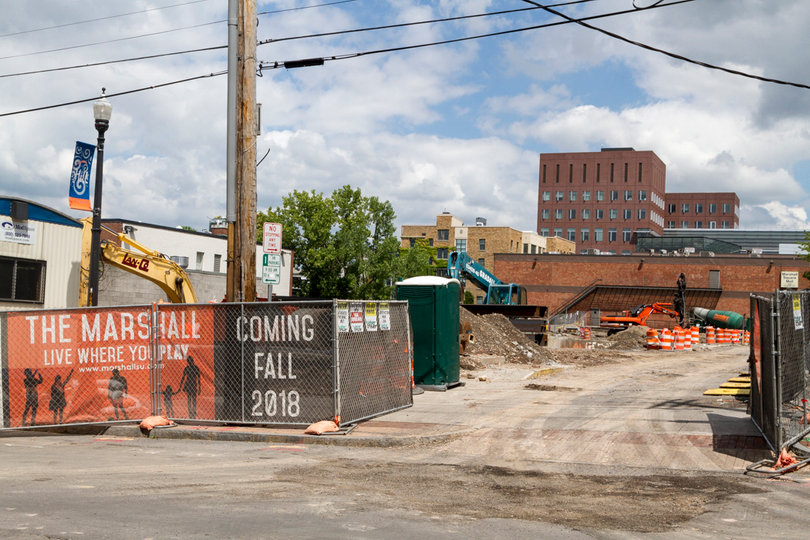The construction in the South Crouse Avenue area started soon after the spring 2017 semester ended. Photo taken July 11, 2017