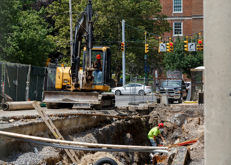 Work continues on the sewer line upgrade along Waverly Avenue. The project is expected to be completed in August. Photo taken July 18, 2017