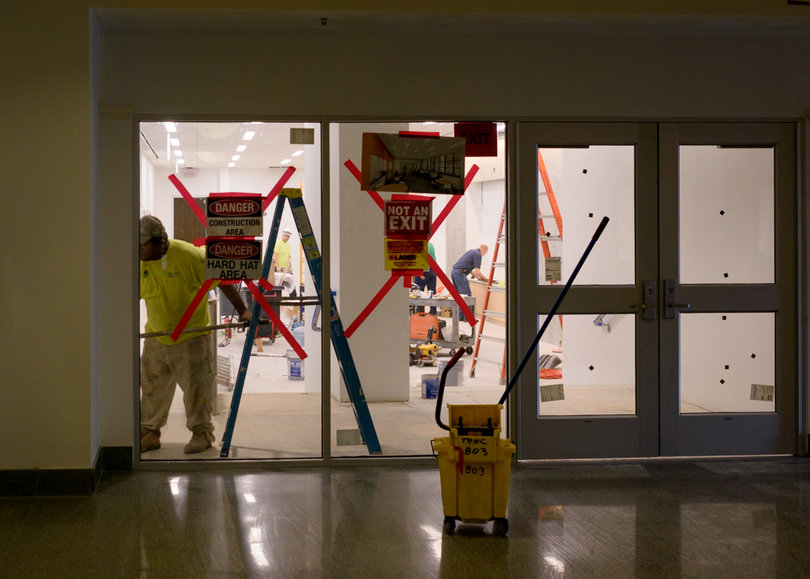 Work continues on classroom improvement projects inside White Hall. Photo taken July 25, 2017