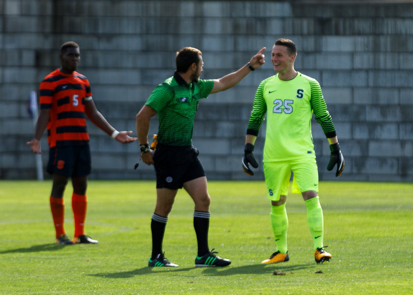 Syracuse junior goalkeeper Hendrik Hilpert tied his career high in saves, salvaging the 1-1 tie. 