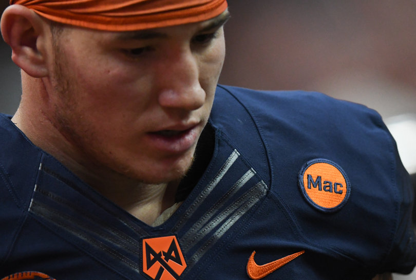 Players wore "Mac" patches in honor of the legendary SU head coach Dick MacPherson, who died last month. 