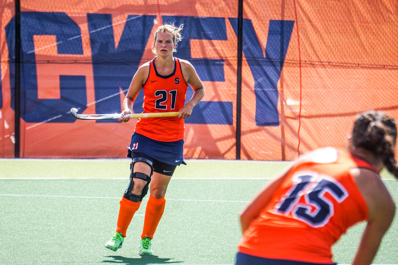 Lagerweij stares down teammate Audrey Matthew for SU. 