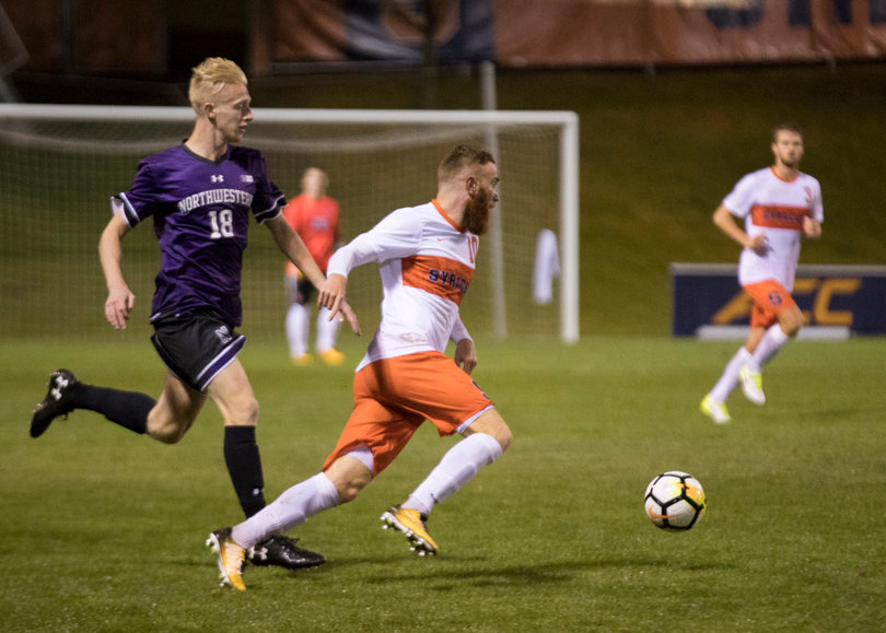 Junior forward/midfielder Hugo Delhommelle looks to facilitate. 