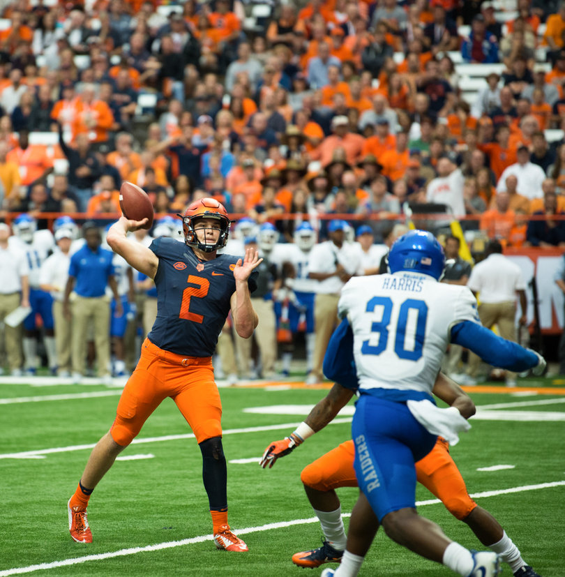 SU junior quarterback Eric Dungey finished 26-for-42 with 180 yards and a late interception that sealed the game. 