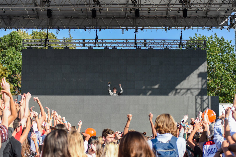 The DJ performed remixes, originals, oldies and songs he produced as Jack Ü, a duo group with fellow DJ Skrillex.