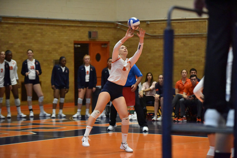 Lukacs, setting the ball for a teammate, finished the game with 18 kills.