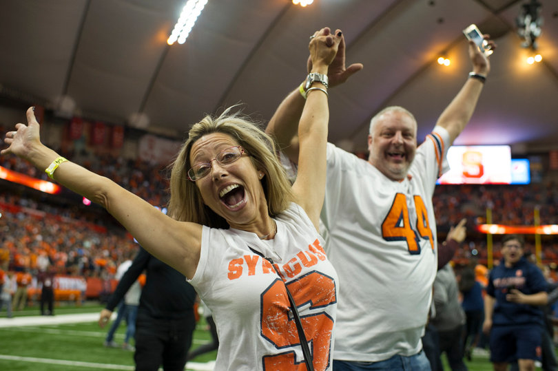 It wasn't only students who took to the field post-upset.