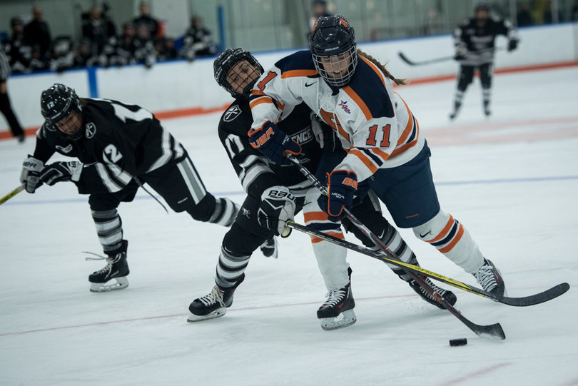Right-wing Kelli Rowswell scored one goal and won one her two faceoffs. 