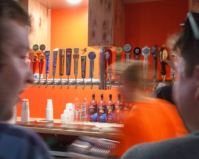 The bar features a variety of beers on tap, from Budweiser and Labatt Blue to craft breweries like Sierra Nevada.