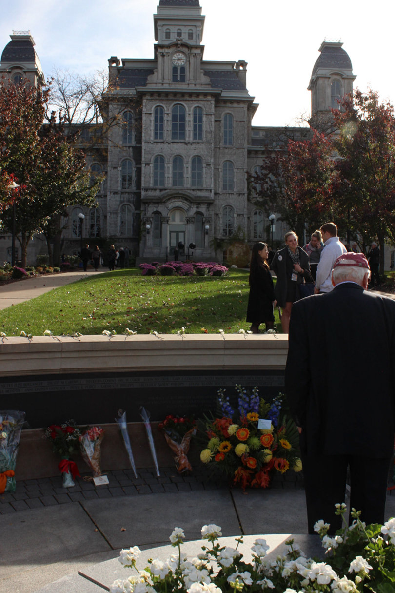 Before the ceremony, Crouse College's bells rang 35 times, honoring the SU victims.  