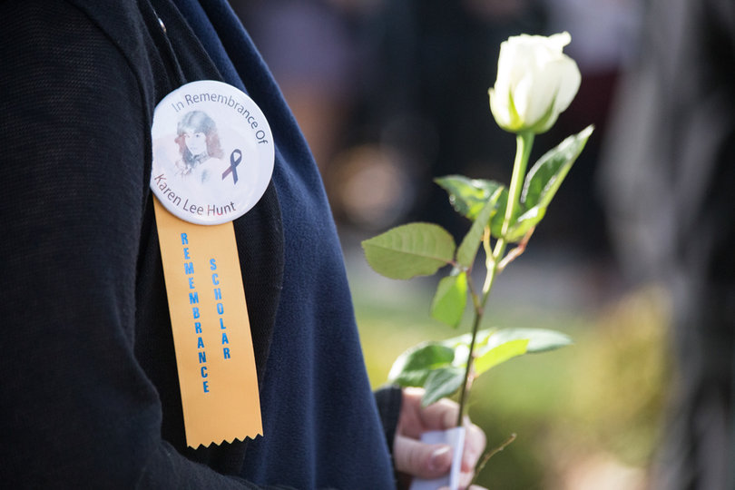 Karen Lee Hunt, a junior English major, was killed in the bombing of Pan Am Flight 103.