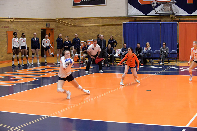 Syracuse tallied 48 team digs Friday night, with Sand's 12 accounting for a quarter. 