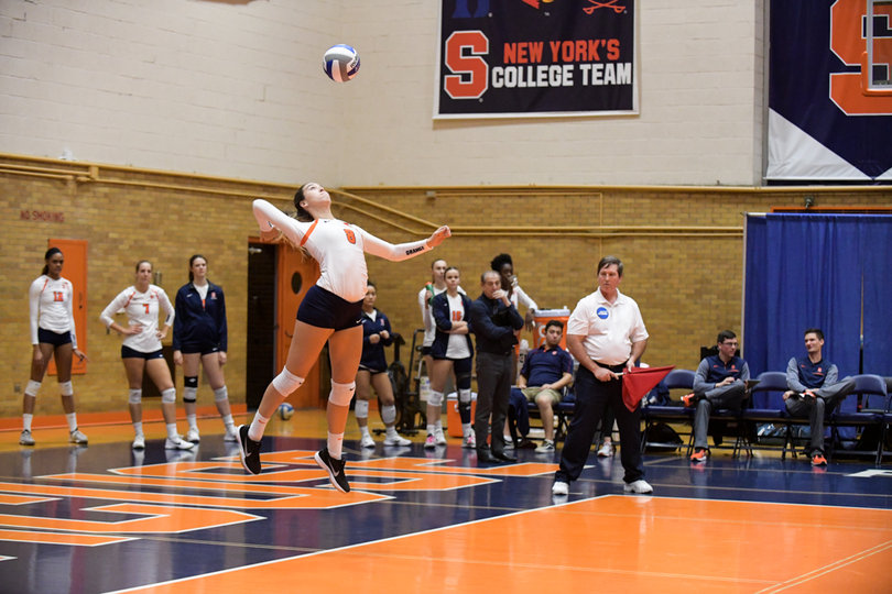 Despite serving up three aces, SU had eight service errors Friday.