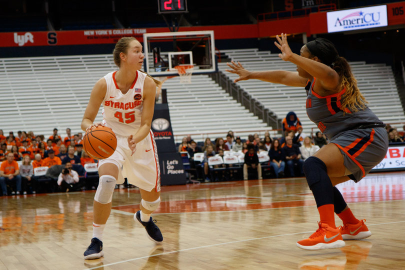 Strautmane also nabbed 11 boards to secure a double-double. 