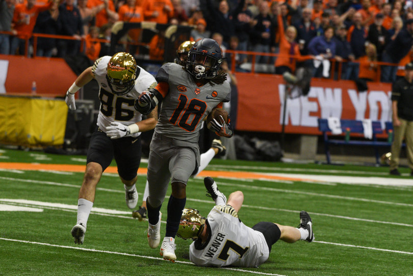 Cornerback Scoop Bradshaw scooped up a blocked PAT and returned it for two points.