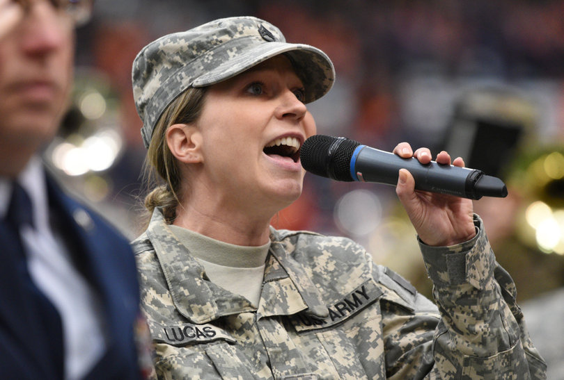 The Orange also invited soldiers on the field before the game. 