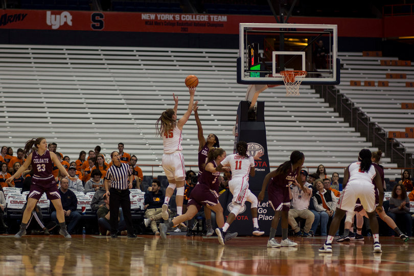 Strautmane lifts off for a midrange jumper.
