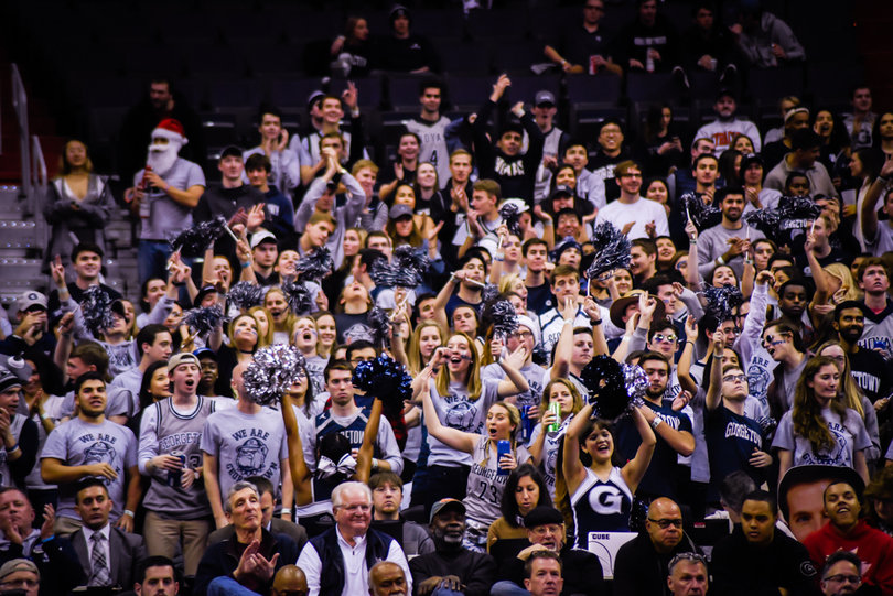 The Georgetown students were fired up early as the home team took a four-point lead into the half.