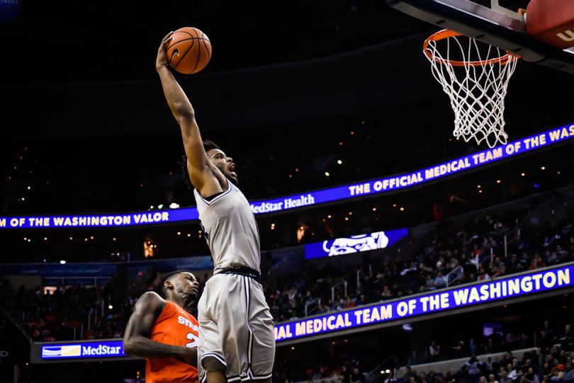 Georgetown threw down some ferocious dunks and seemed to start to pull away from SU.