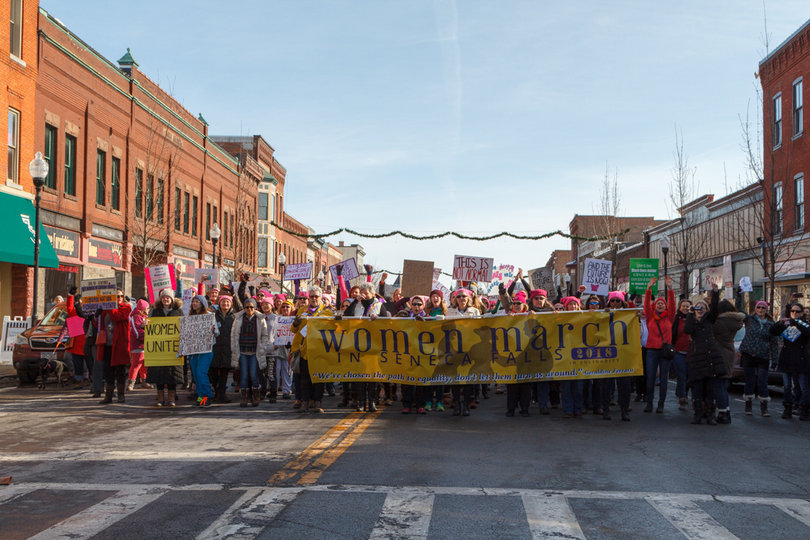 An estimated 10,000 people attended the Women's March in Seneca Falls last year. Thousands attended the second march on Saturday.  