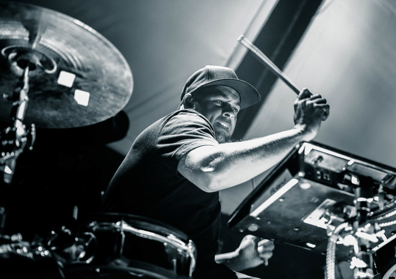 Drummer Adam Tune performs during the set.