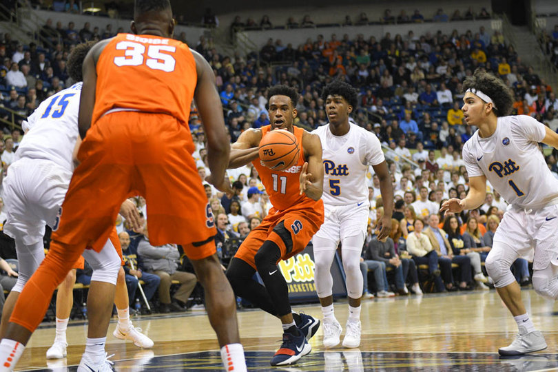 Brissett feeds Sidibe down low. Brissett had three assists. 