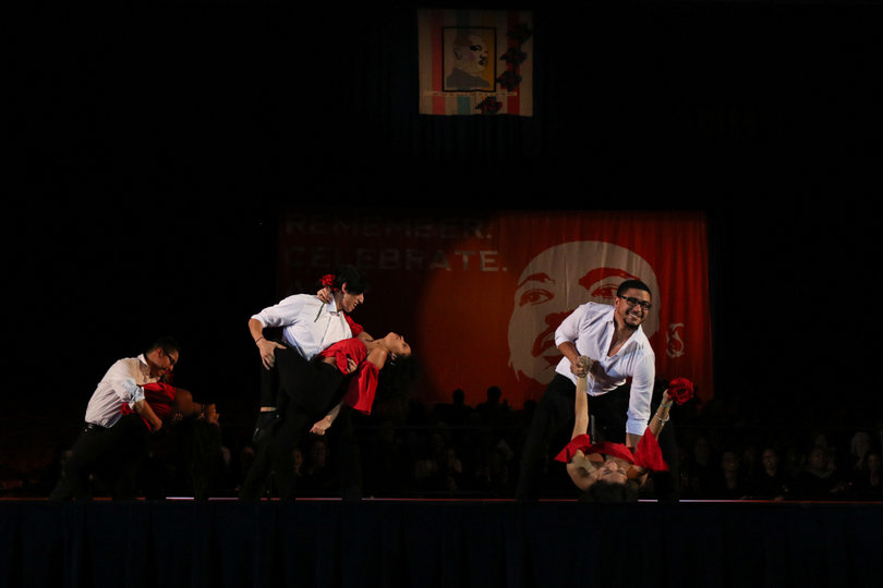 The Raíces Dance Troupe danced the merengue before the Unsung Hero Awards were announced.