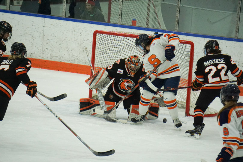 Putting pressure on Rochester Institute of Technology paid out in dividends for SU, as the Orange poured on seven goals.