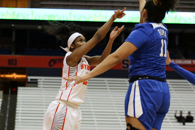 Young made four 3s in the first half to go along with Mangakahia's four.