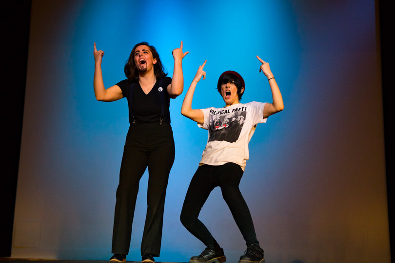Drag kings Mike Hunt and Neil Down during their performance.