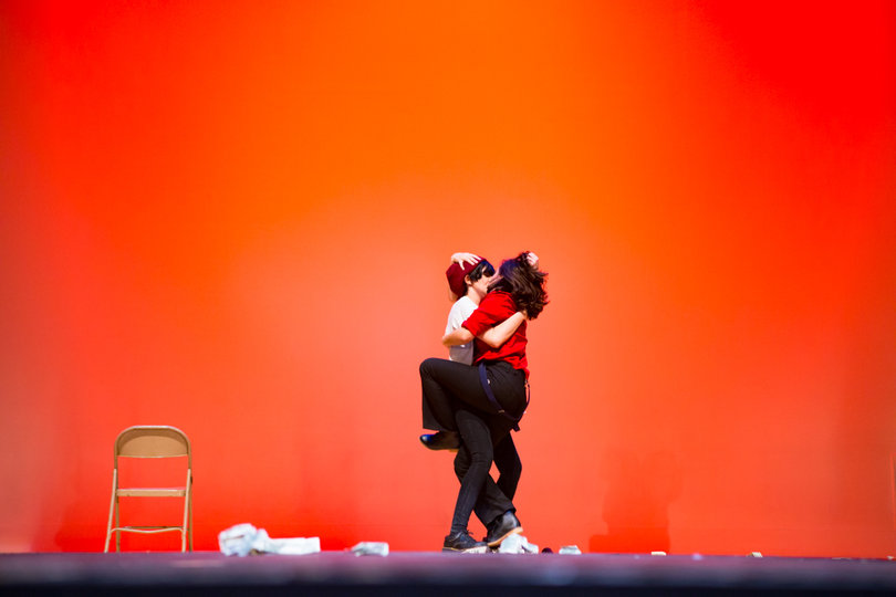 The two drag kings shared a kiss at the end of their performance.
