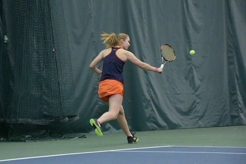 Nicole Mitchell won her fifth singles match in straight sets. 