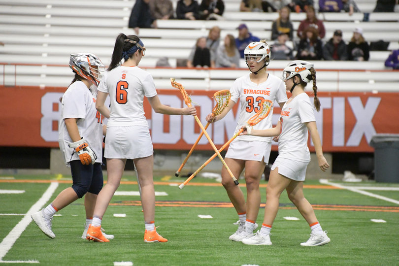 Syracuse scored on five of seven free positions. 