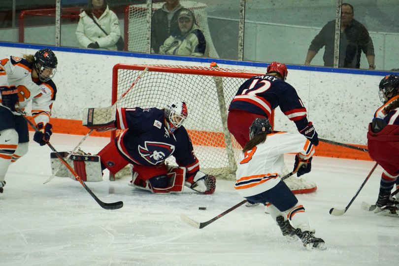 The Orange rifled 16 shots on net in the first period but none went in. 