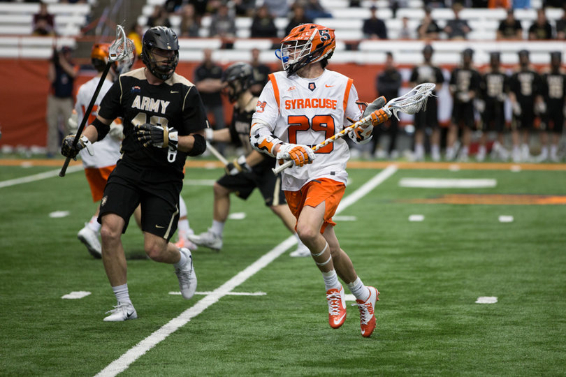 Rehfuss tries to break down a defender.