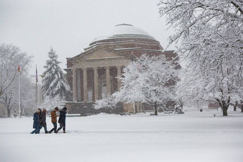 Snow continued to fall throughout most of the day Friday.
