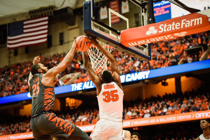 Aamir Simms blocks Bourama Sidibe's layup.