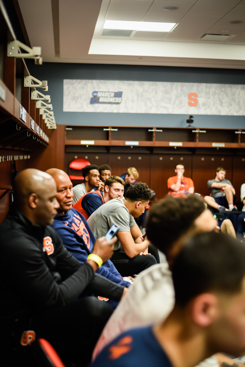 Syracuse watched other March Madness games from the locker room. 
