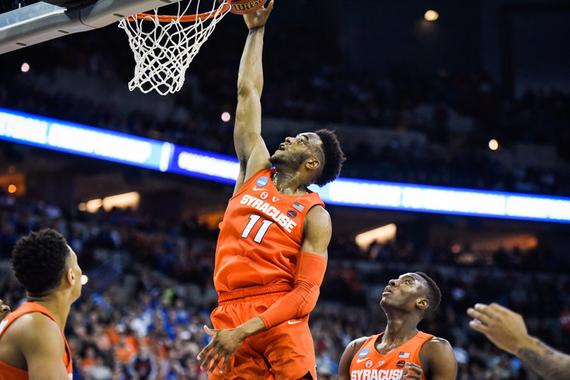 Freshman forward Oshae Brissett goes up for a dunk. He scored 15 points and had seven rebounds. 