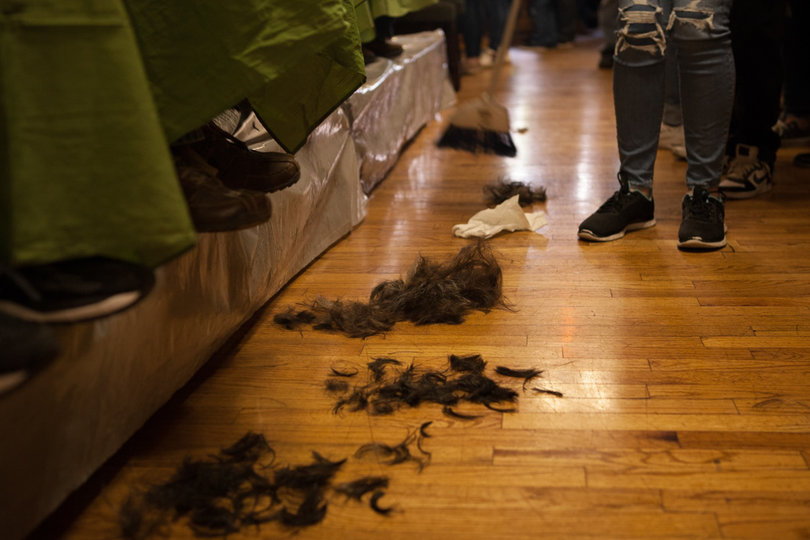 In total, 555 men, women and children shaved their heads, and the event is expected to exceed its $500,000 goal.